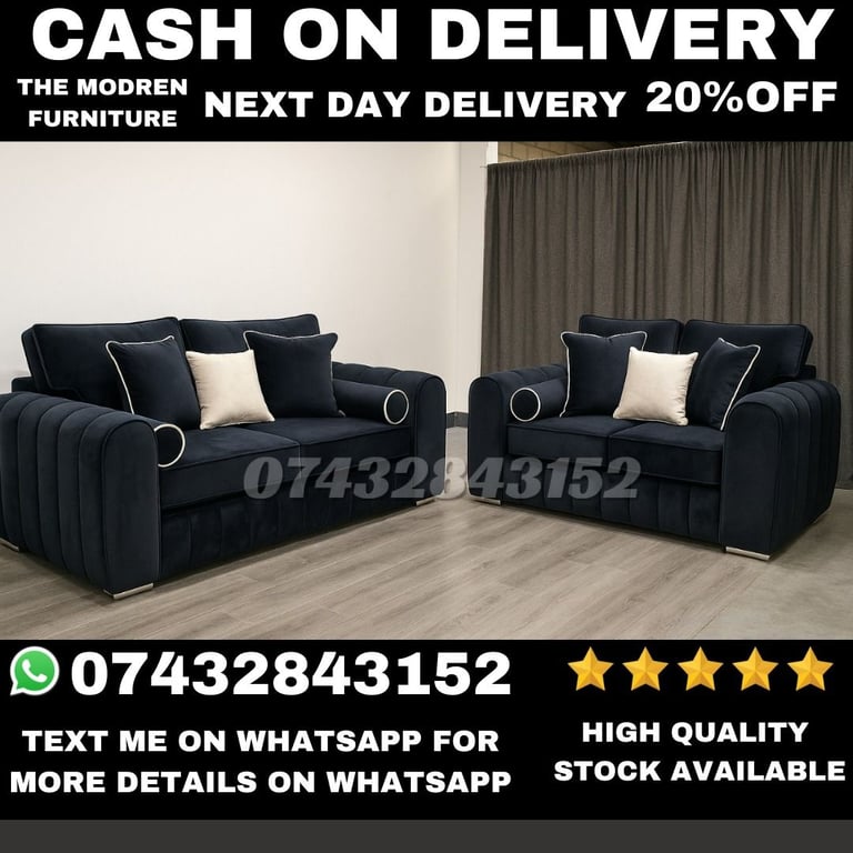 New Luxury Style Collection UK Corner and 3+2 Seater  Sofas