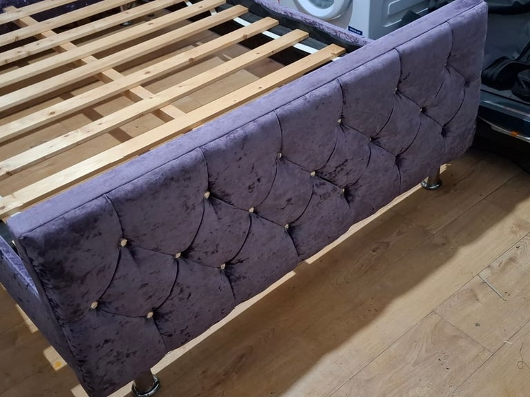 Double Velvet Diamantè Bed Frame [£80] (SAME DAY DELIVERY AVAILABLE)