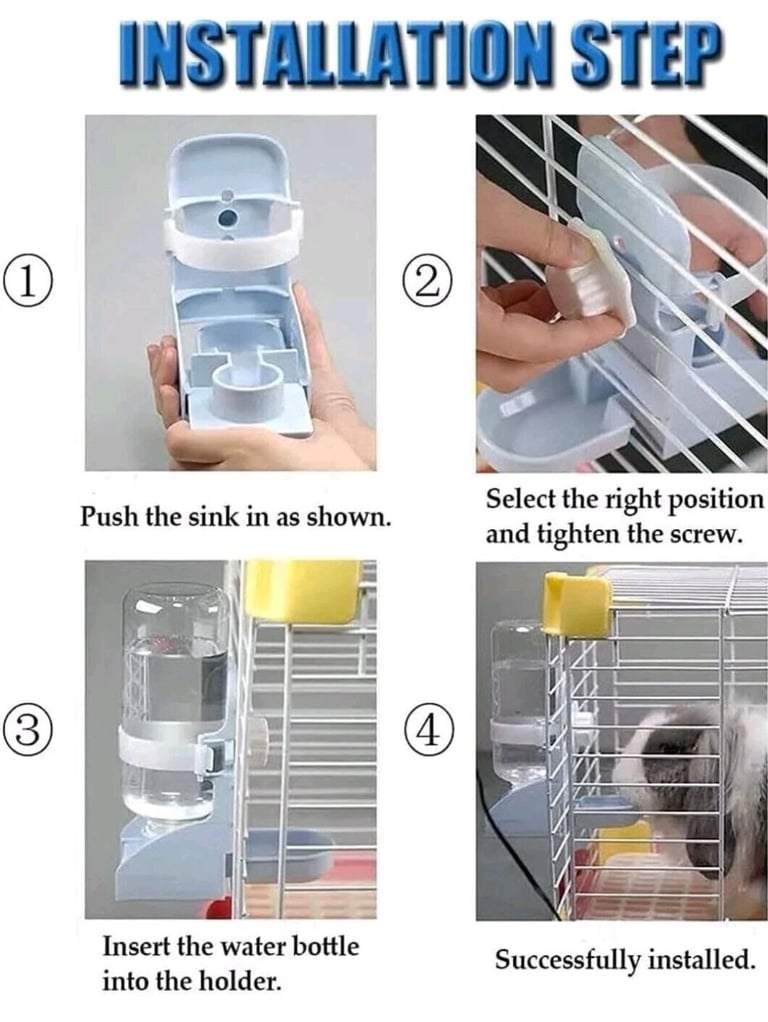 Suspended Water Dispenser Bottle 500ml for Small Animals Pets Portable - Blue