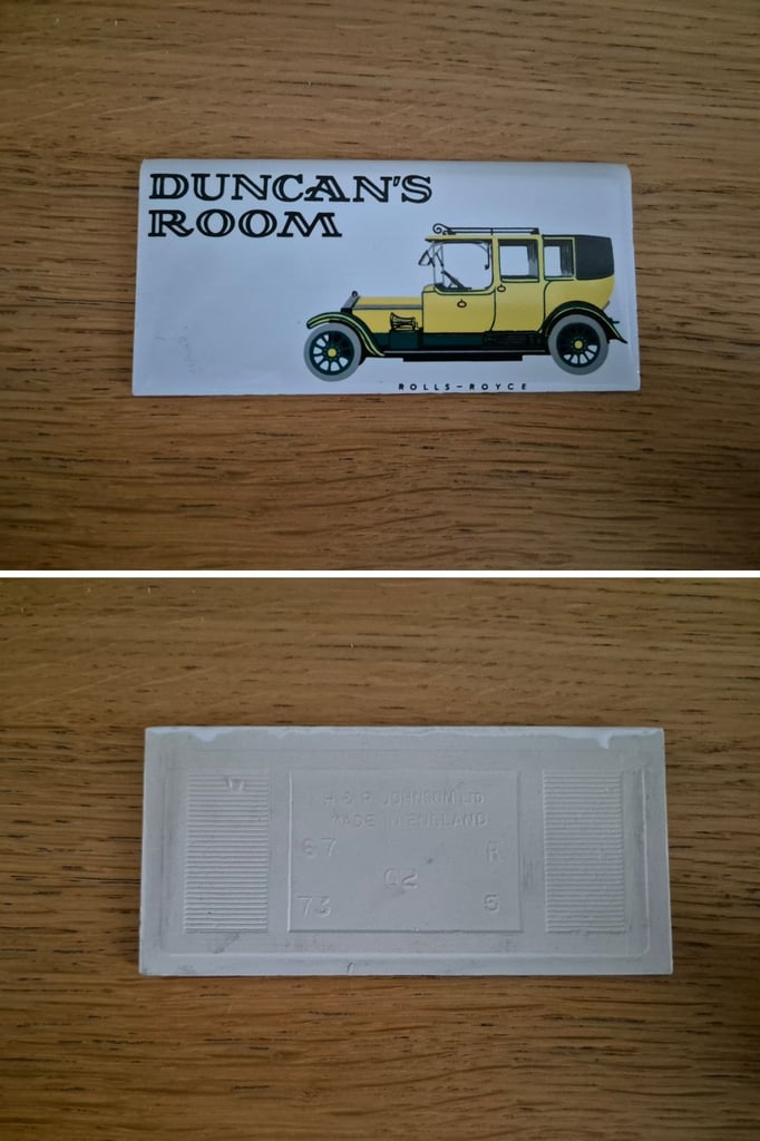 image for Duncan's Room Rolls-Royce plaque - approximate dimensions are 11cm x 5cm
