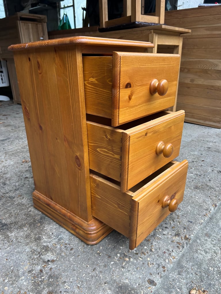 Solid chunky pine bedside table. Dovetail joints. Possible delivery 
