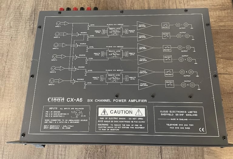 CLOUD CX-A6, 6 x 120W PER CHANNEL POWER AMPLIFIER, GREY, 19" RACKMOUNT 2U.