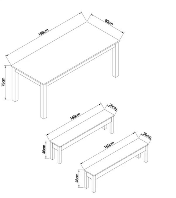 image for Dark Oak Bronx Oak Effect 6 Seater Dining Table and Bench Set