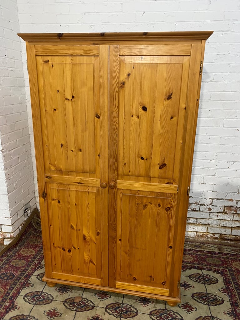 image for Beautiful Assembled Two Doors Pine Wardrobe 