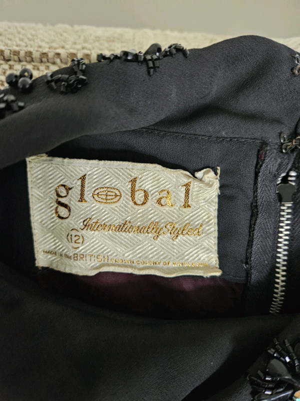 Vintage black dress by global, size 12
