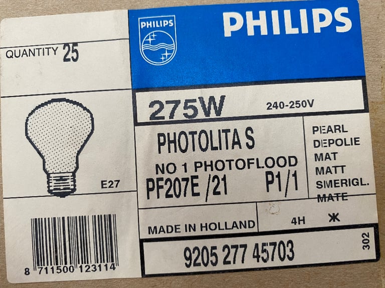 Philips PHOTOLITAS 275W Photographic studio bulbs x15
