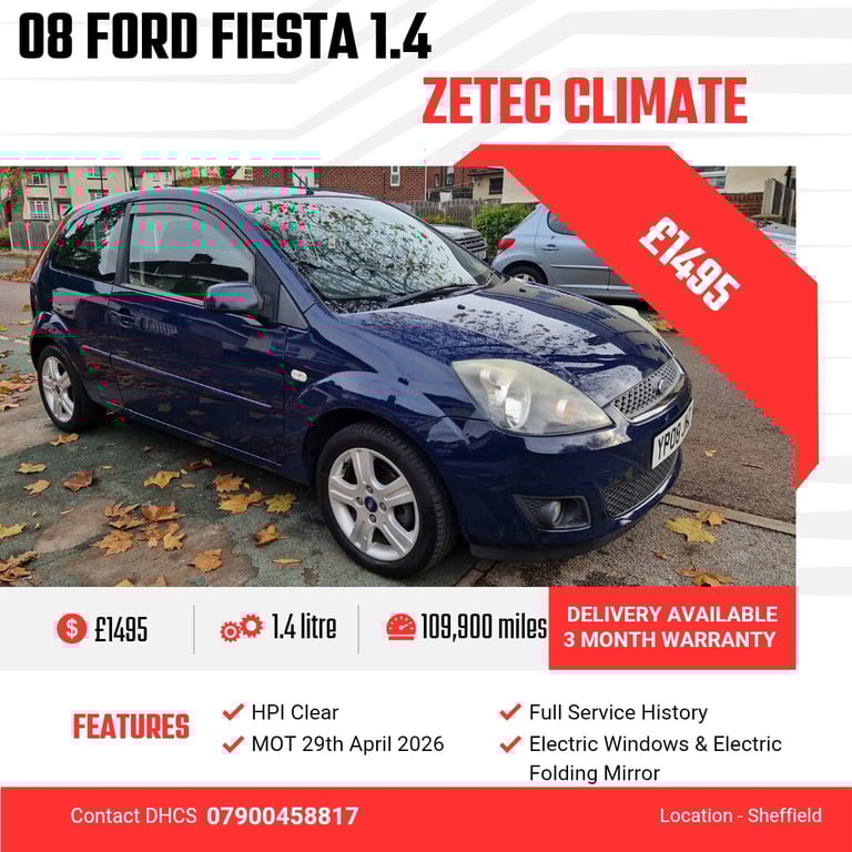 2008 Ford Fiesta 1.4 Zetec 3dr [Climate] HATCHBACK Petrol Manual