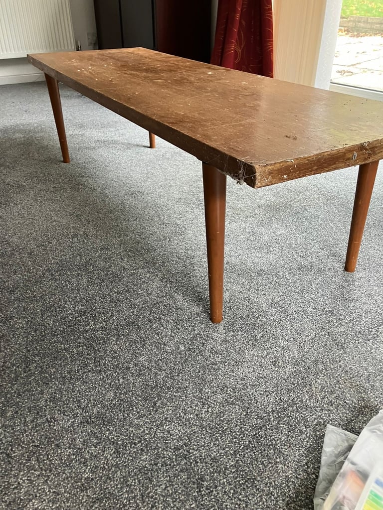 image for Long vintage Scandinavian style coffee table 