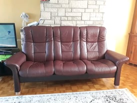 STRESSLESS BROWN LEATHER SOFA 4 PIECE SUITE 