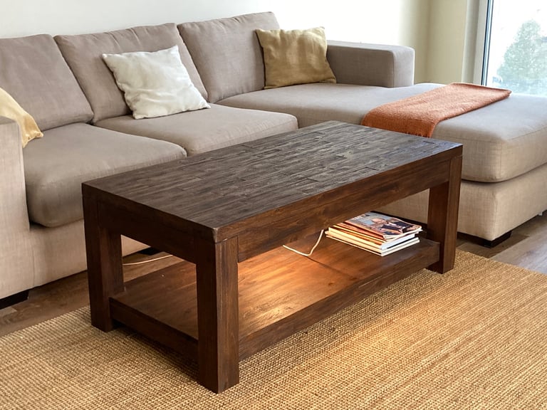 Rustic Acacia Wood Coffee Table & Lamp Table