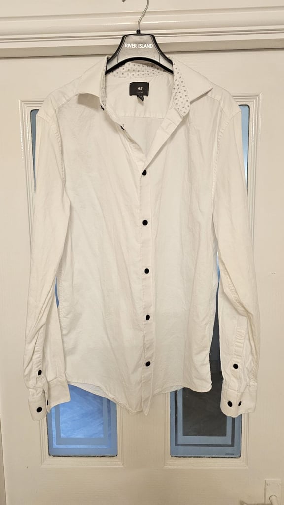 image for H&M Slim Fit Size Large Formal White Cotton Smart Shirt