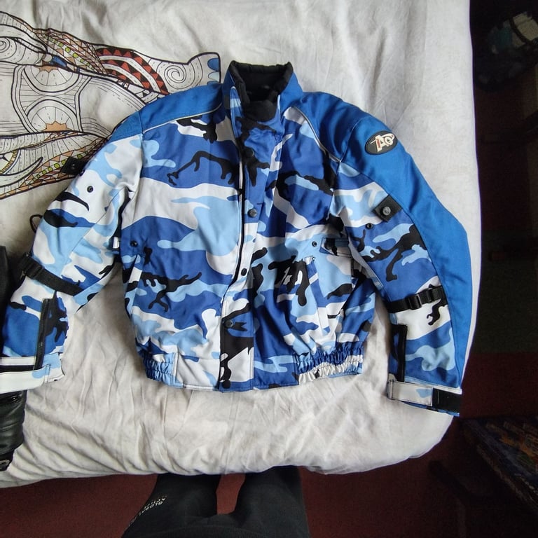 New Blue Camo Biker Jacket and Trousers