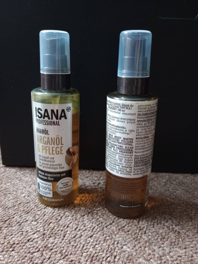 image for 2x NEW Isana Professional Argan and Sunflower Hair Oil Smoothing Shine Serum Vegan 100ml