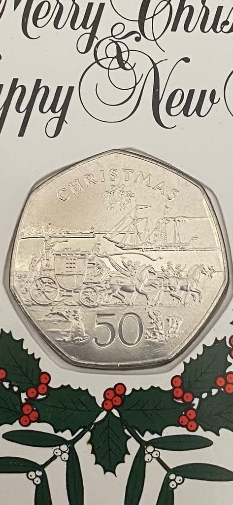 image for First Ever Christmas 50p coin 1980 Isle of Man