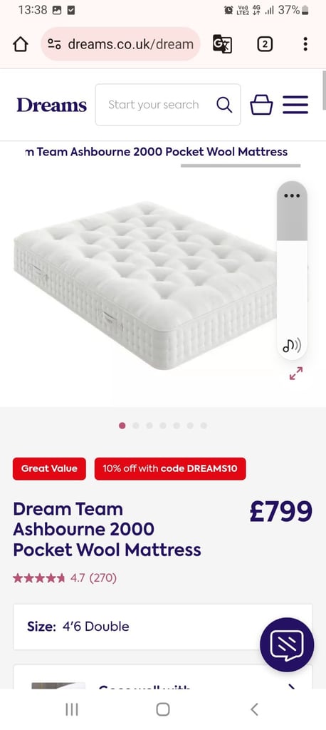 image for Dream Team Ashbourne 2000 Pocket mattress   (270)