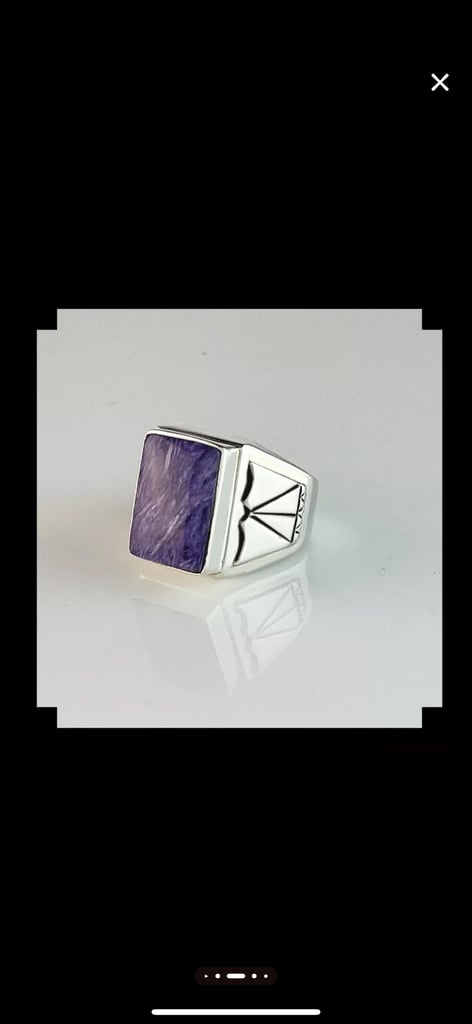 Handcrafted Charoite Stone & Sterling Silver Ring,W,11.25(US),NEW