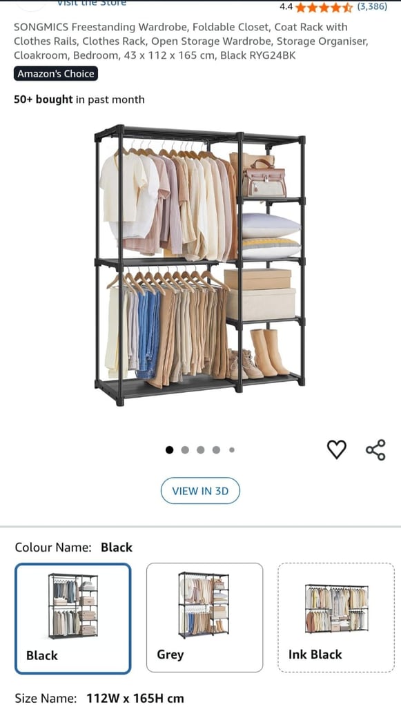 Fabric clothes wardrobe with shelves