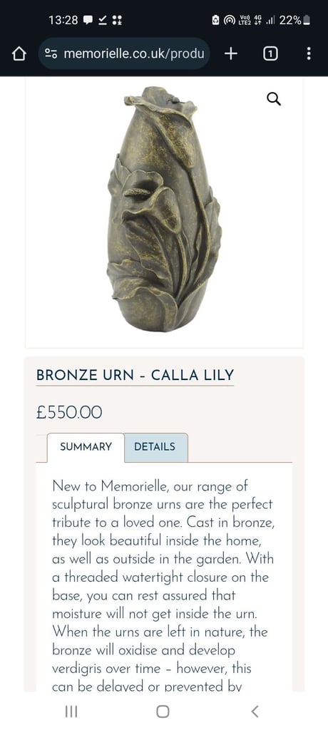 Bronze Urn, Cala Lily