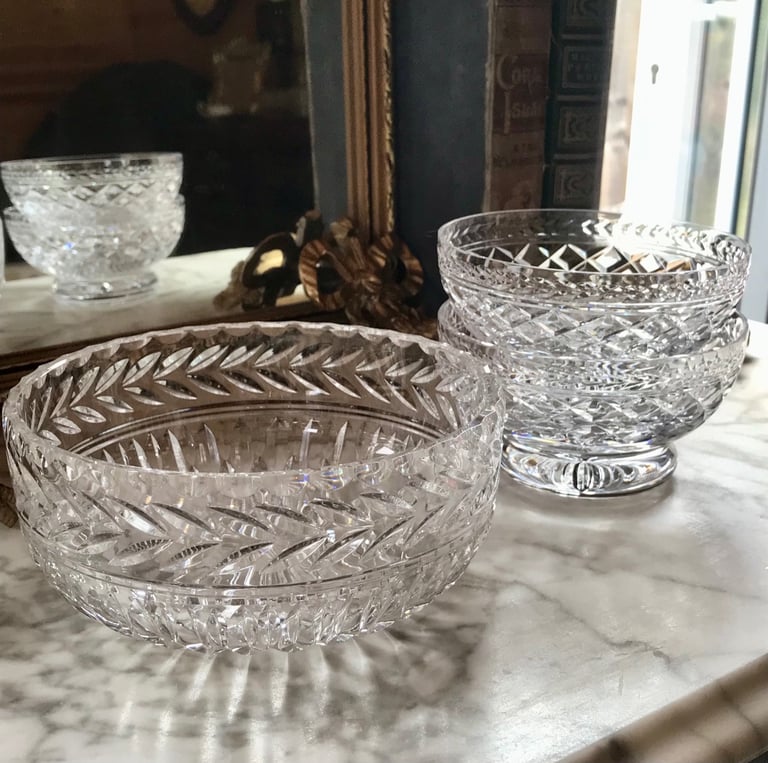 Stuart Crystal Sweetie Bowl & Pair matching Sundae Dishes