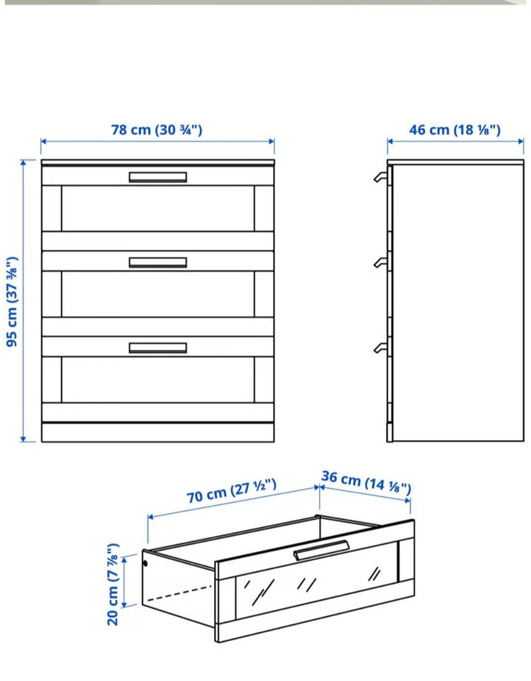 Ikea brimmes 3 drawer unit good condition 