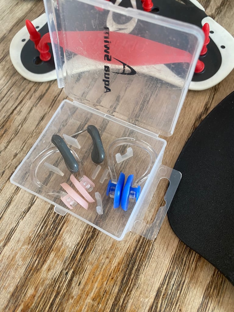 Swimming paddles googles nose clips
