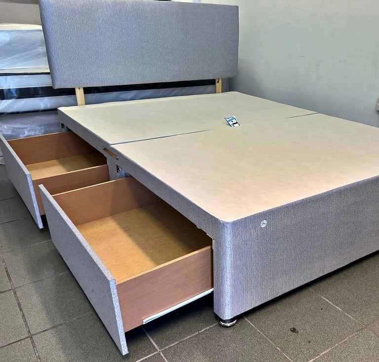 double velvet fabric bed with base and headboard and memory foam mattress