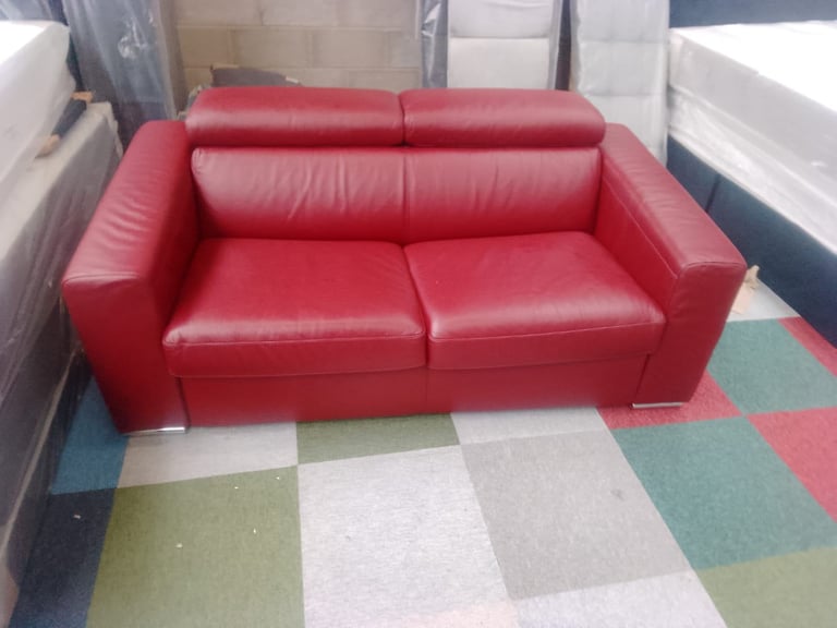 Ex display Italian cabiria leather 2 seater sofa bed only £499