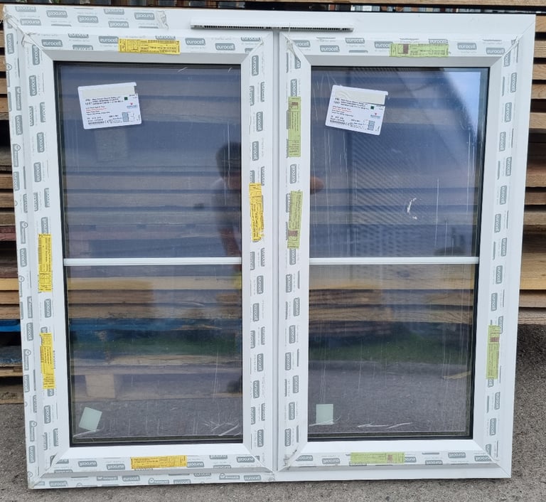 New UPVC Double Glazed White Window 1240mm W x 1160mm H Clear Glass