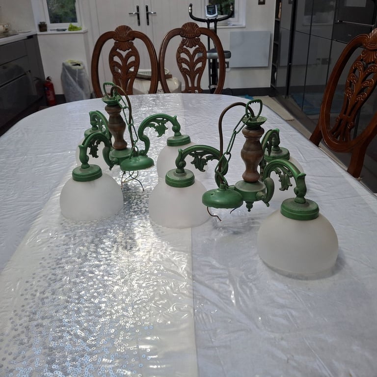 image for Vintage Glass Shade Chandelier Pendant Ceiling Hanging Retro Lights