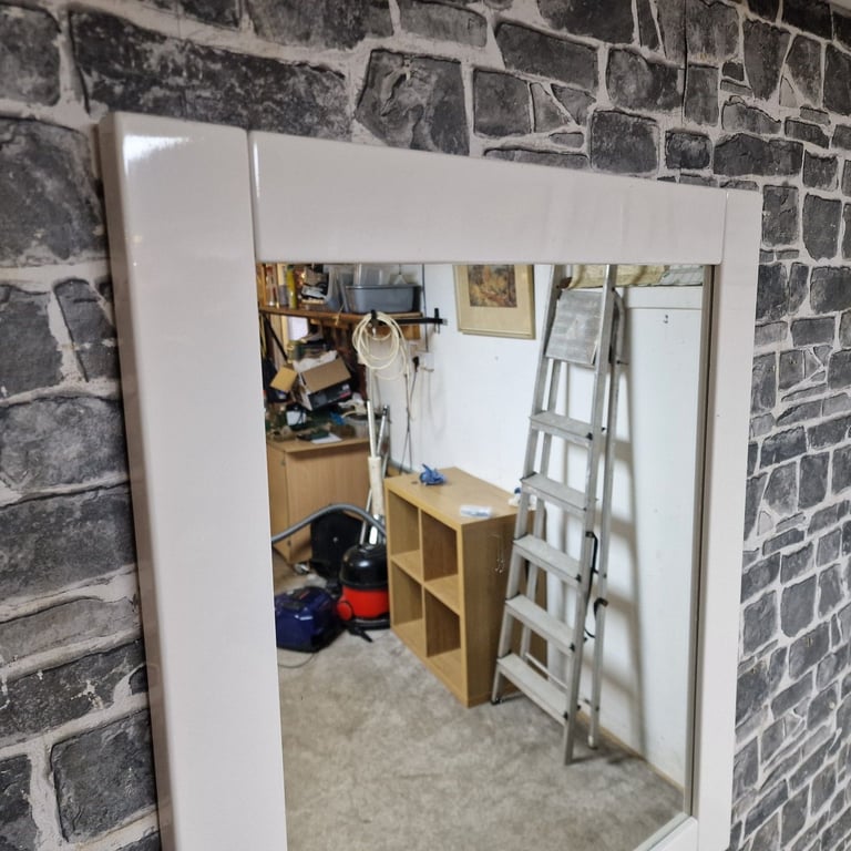 White Framed Wall Mirror – Modern Square Design
