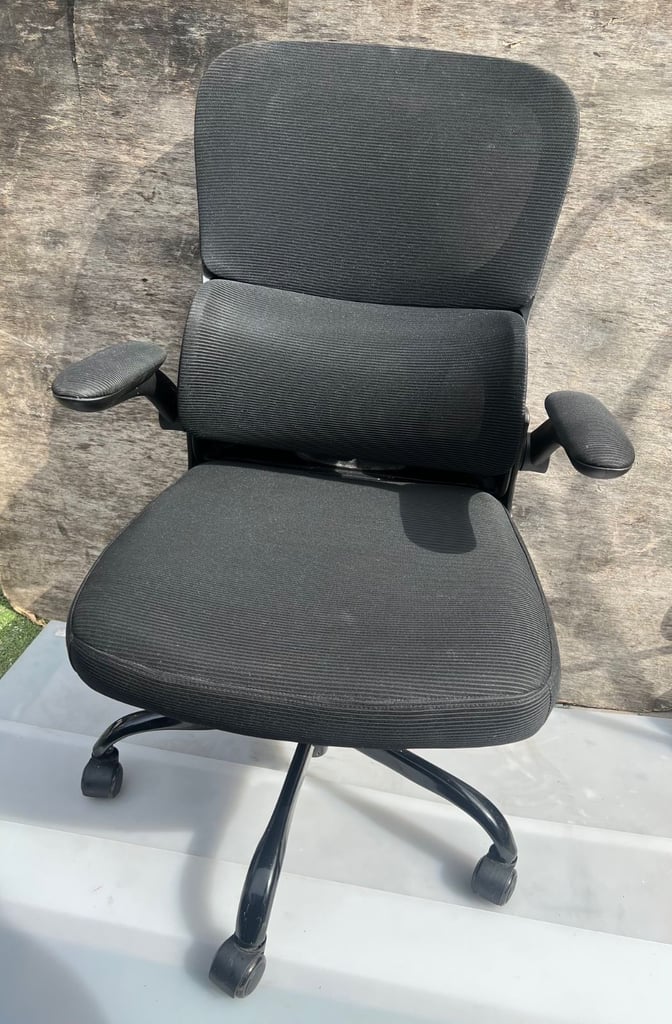 image for office chair swivel black mesh back adjustable height on wheels
