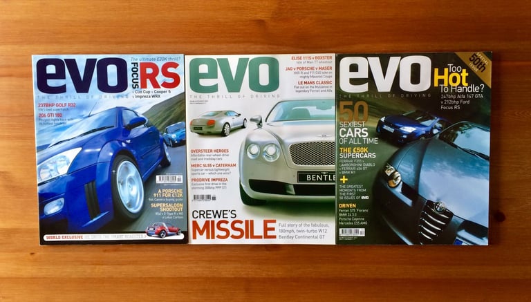 EVO MAGAZINE - PERFORMANCE CAR MONTHLY - JAN TO DEC 2002 - BUNDLE OF 9 ISSUES - AS NEW