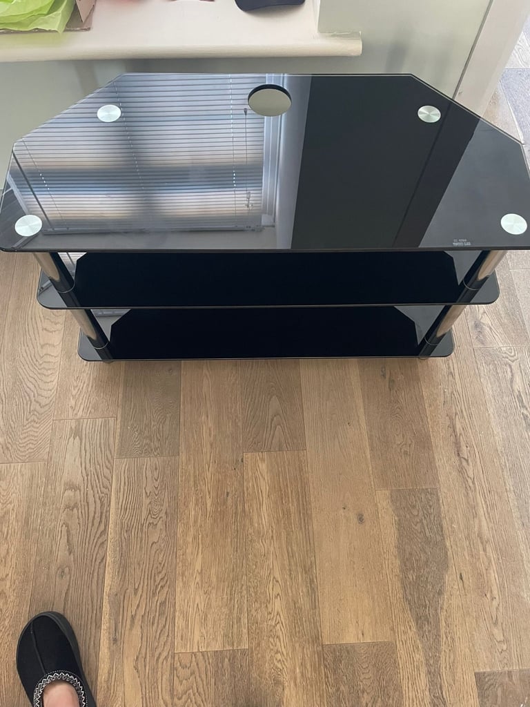 image for Black glass tv stand 