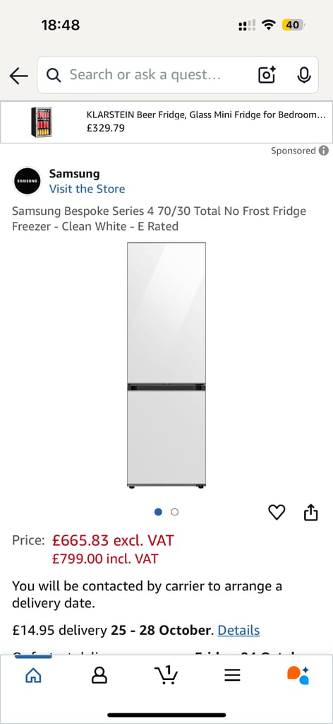 Samsung Bespoke 70/30 Fridge Freezer - Clean White - E Rated