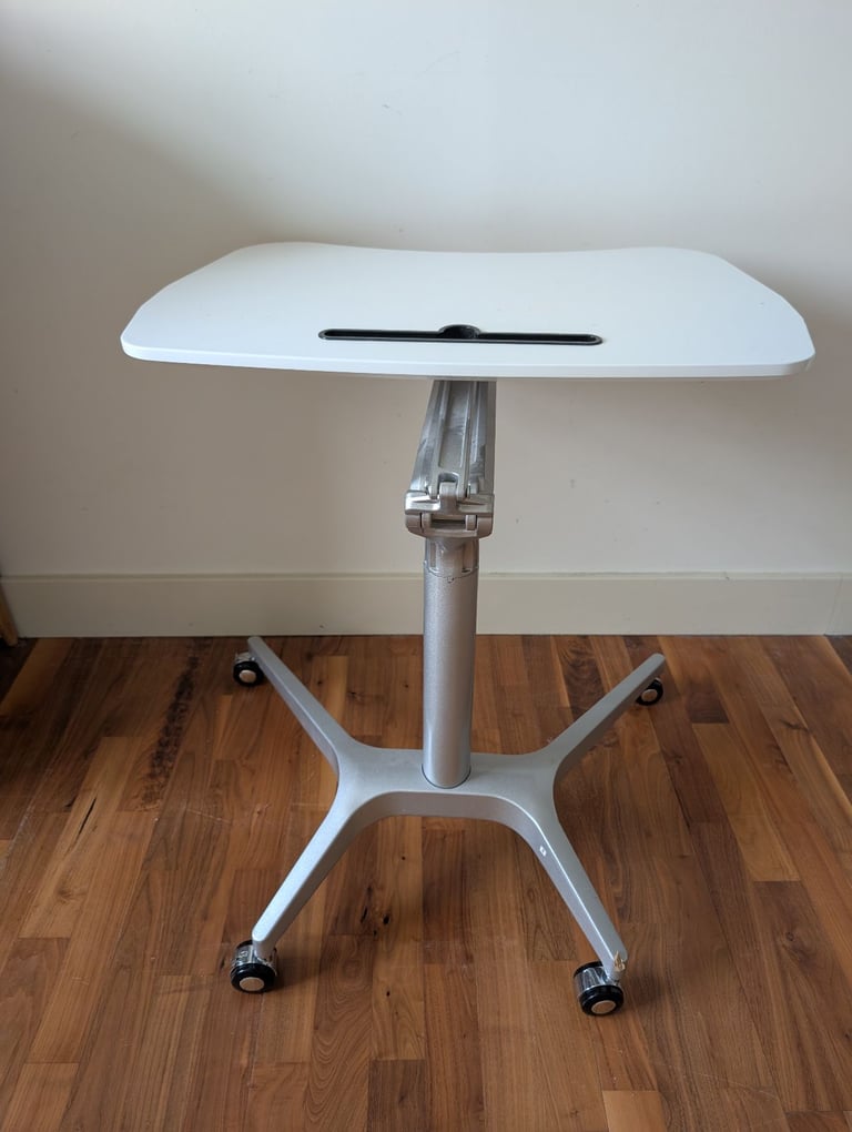 Flash Furniture Mobile Sit-Down, Stand-Up White Computer Ergonomic Desk with 28.25" W Top 