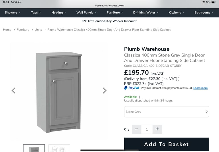 Scudo classical small cloakroom vanity, basin & wall hung mixer