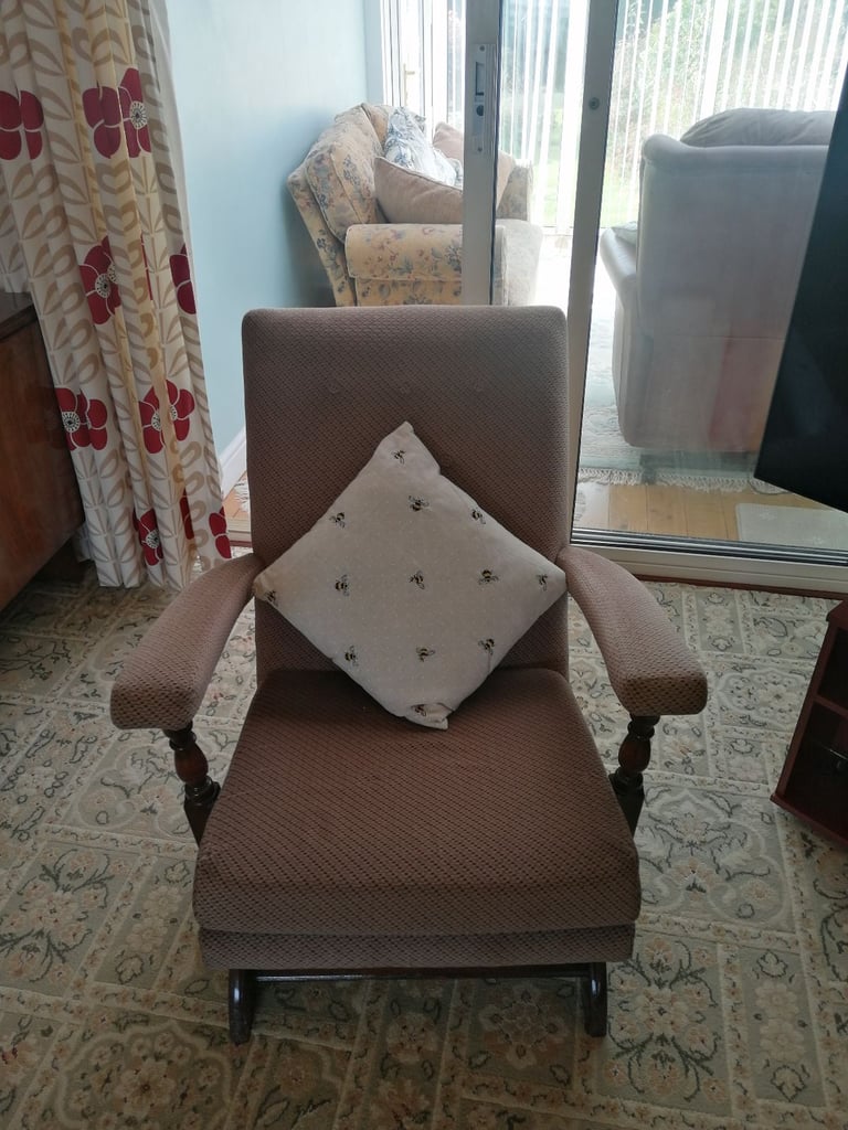 Three piece suite: 3 seater settee, 2 seater settee and rocking chair