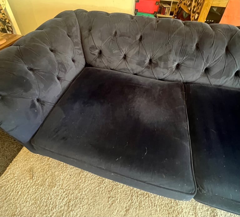 Next navy blue chesterfield 3x seater sofa 