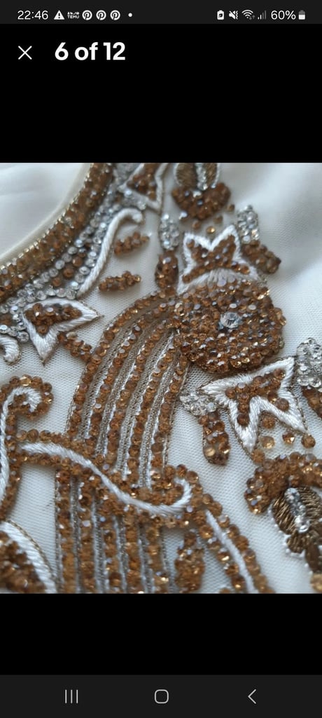 Pakistani Indian Party Dress Excellent Condition Cream With Gold Dimonds