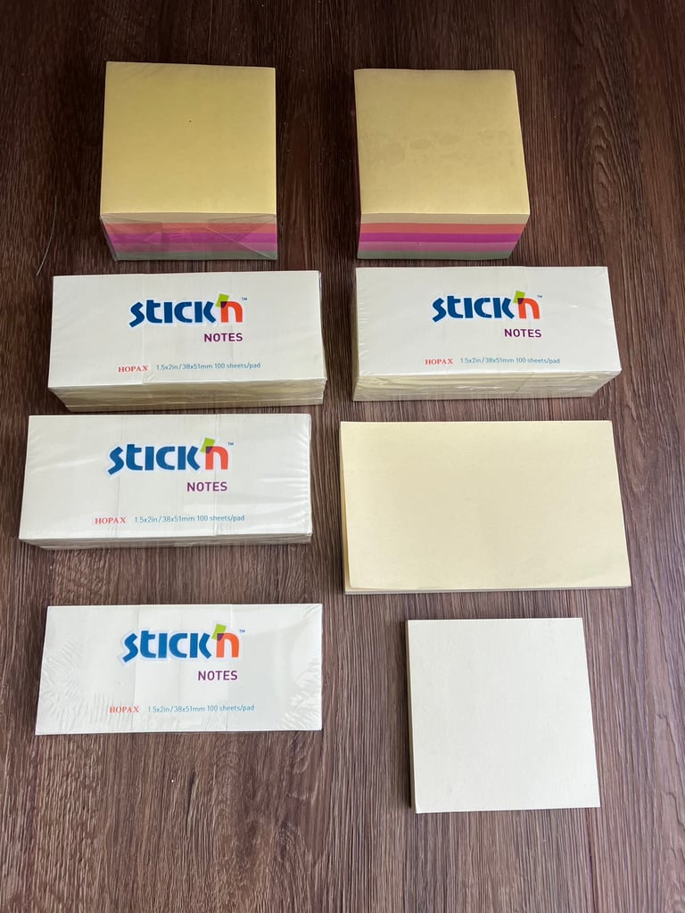 Stationery:  Post-it/SticknNotes/Q-Connect. £10 the lot. Collect Chichester