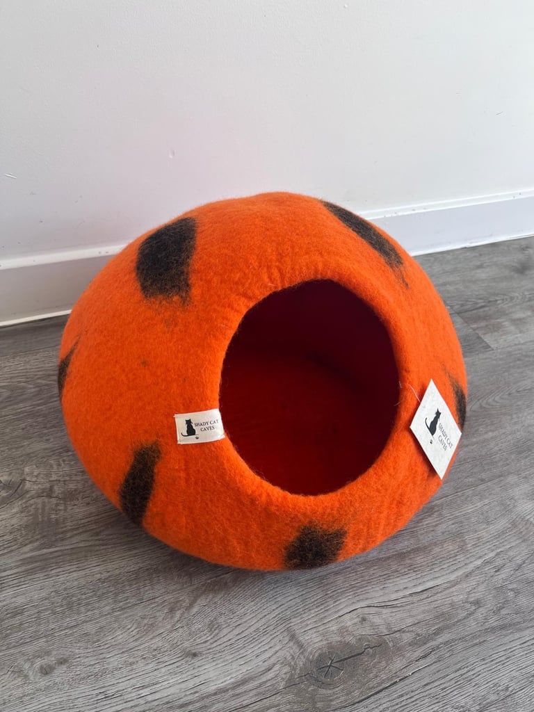 Shady Cat Caves Handmade Felt Cat Bed/Cave Tiger Print Cave 
