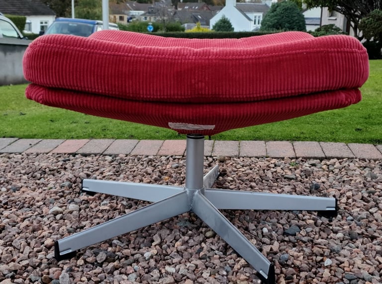 Vintage 80s ikea mila footstool in red cord. 
