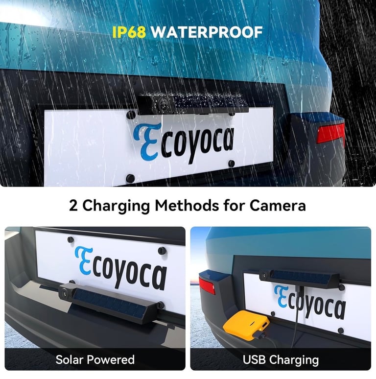 Solar Wireless Backup Camera Kit with 5'' IPS Monitor 1080P Reversing Camera