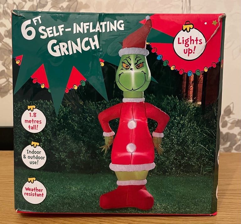Christmas Self-inflating 6ft Grinch indoor or outdoor use 