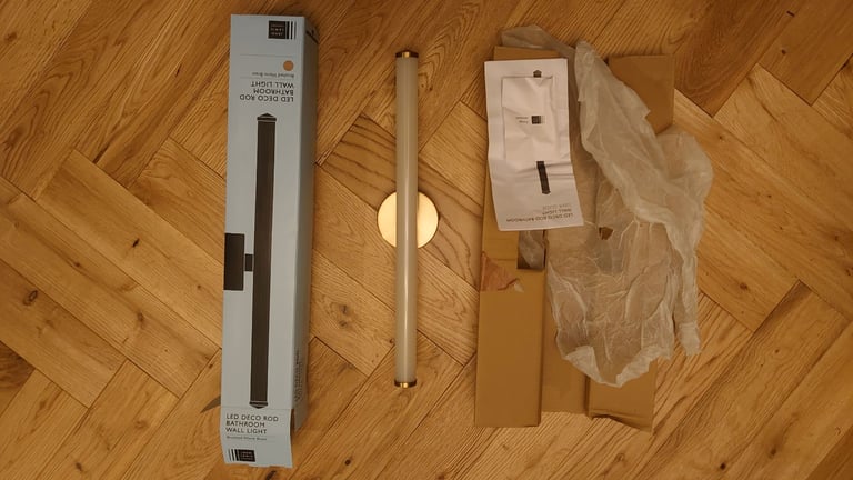 image for Led deco rod brushed brass bathroom wall light from John Lewis 