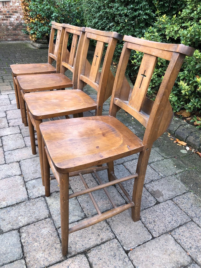 4 CHAPEL/ CHURCH CHAIRS WITH BOOK HOLDERS. More available. ALSO PEWS FOR SALE.
