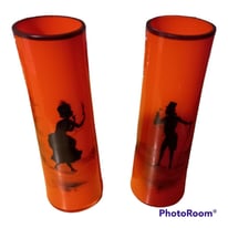 Vintage Art Deco Bohemian Czech Tango Glass Silhouette Vase 7 3/4&quot; Inch High