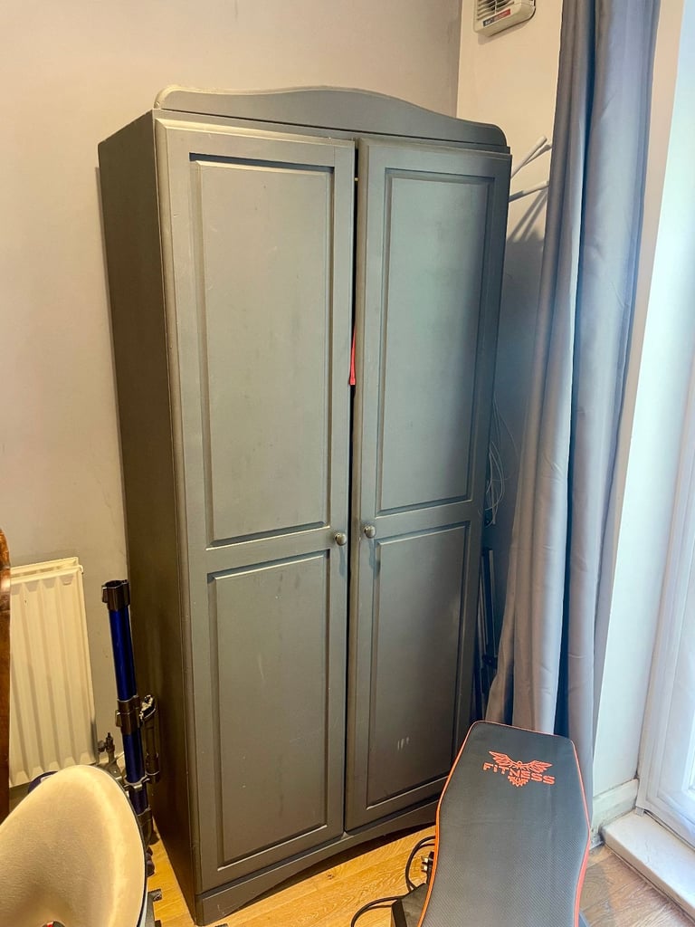 image for Pine wardrobe painted dark grey - Long hanging inside