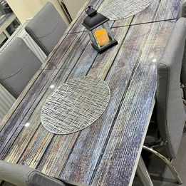 Wooden Grey dining table with 6 chairs COD
