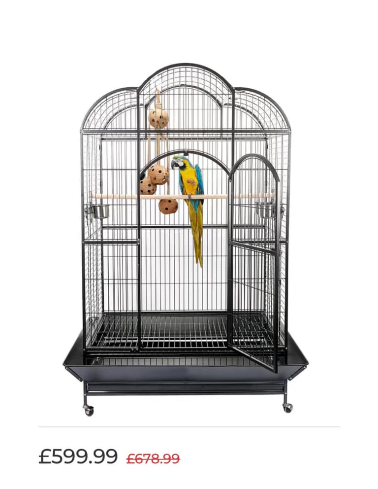 Large Atlantis Dome-Top Parrot Cage + Extras